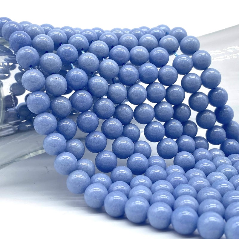 ABC GEMS USA ABCGEMS Glow-in-Dark Mexican Blue Aragonite Beads (AKA Cave Calcite- Extremely Rare) Healing Crystal Chakra Energy Stone Ideal for Bracelet Necklace Ring DIY Jewelry Making Smooth Round 10mm - Image 2